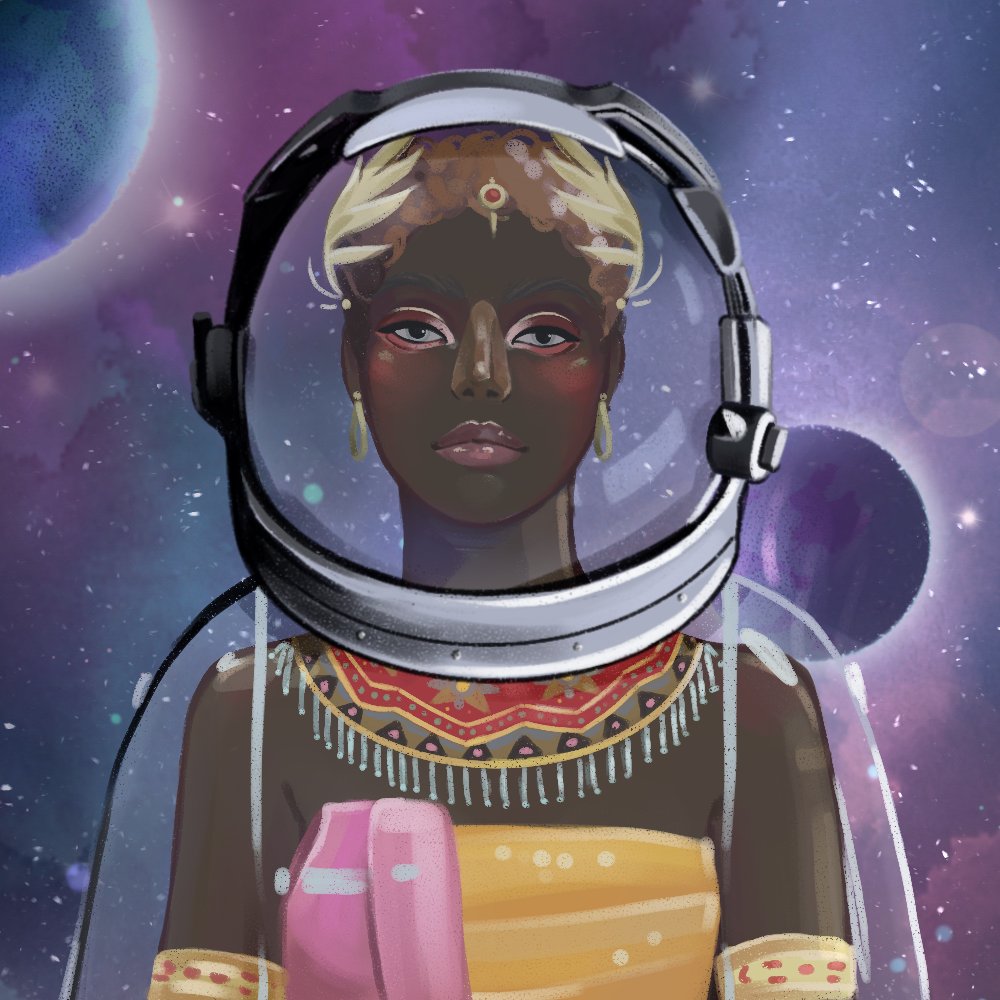 CultureOfWomen's tweet photo. CoW - SPACE - 468 👩‍🦰

Background - Pluto 🚀
Dress - Balinese Traditional 👗
Jewelry - Bosnian Traditional Earrings 💎
Headdress - Laurel Wreath of Rome👩‍🦰
&amp; 8 more attributes.

CoW Space Edition minting now - https://t.co/M3ngxdO4jx 

#NFT #WomenInNFTs #nftartist #SolanaNFTs https://t.co/pNGQiUVU4W