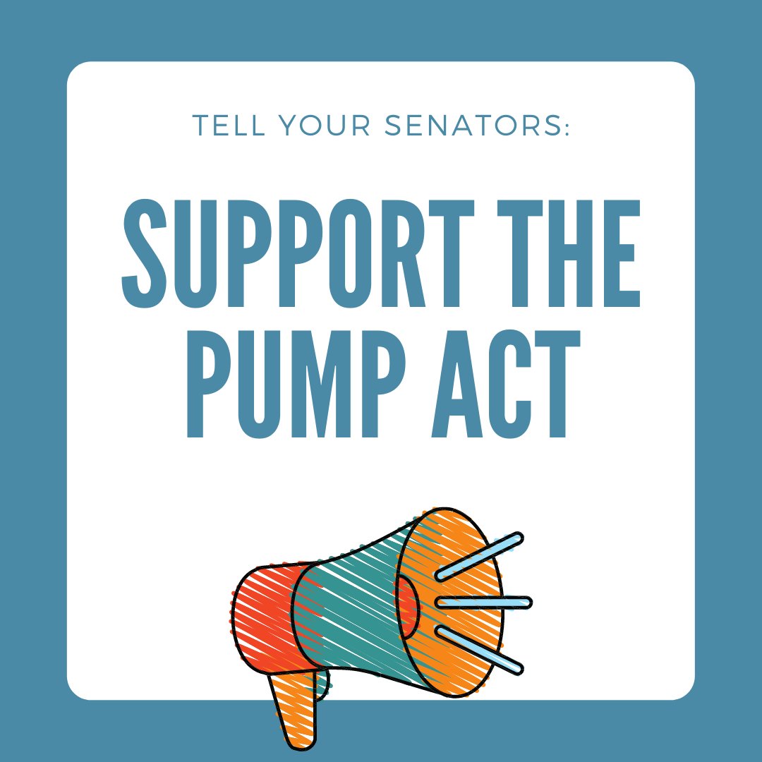 Teachers, nurses, transportation workers, and more could all gain the right to time and space to pump milk at work through the #PUMPAct. Contact your Senator today with our easy action tool: bit.ly/2RxPy7r