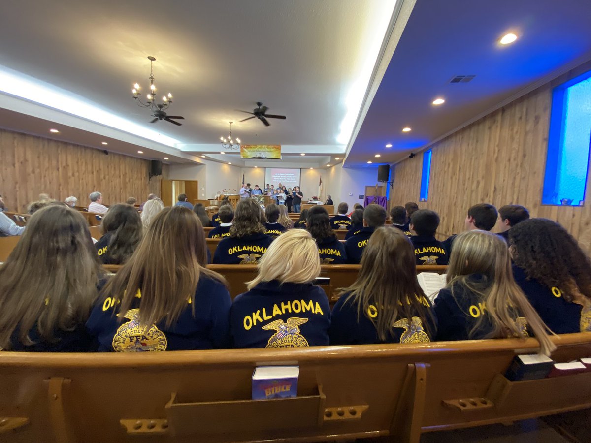 StilwellFFA's tweet photo. Big shout out to the folks at Rock Springs Baptist Church. We had an amazing time and a terrific lunch! 32 members in attendance! #FFAWeek #Church #OKFFA https://t.co/cByRSqjcOI