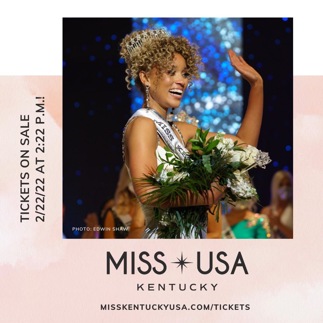 PAGEANT NEWS! 👑🎉 <a href="/MissUSA/">Miss USA</a> @ellesmithtv will be coming home to #Kentucky to crown the new #MissKentuckyUSA 2022 on March 25 - 26 in Somerset! Purchase your tickets beginning this Tuesday, February 22, 2022 at 2:22 p.m.! #Kentucky #MissUSA #PageantryReimagined <a href="/MissKYUSA/">Madalyne Kinnett</a>