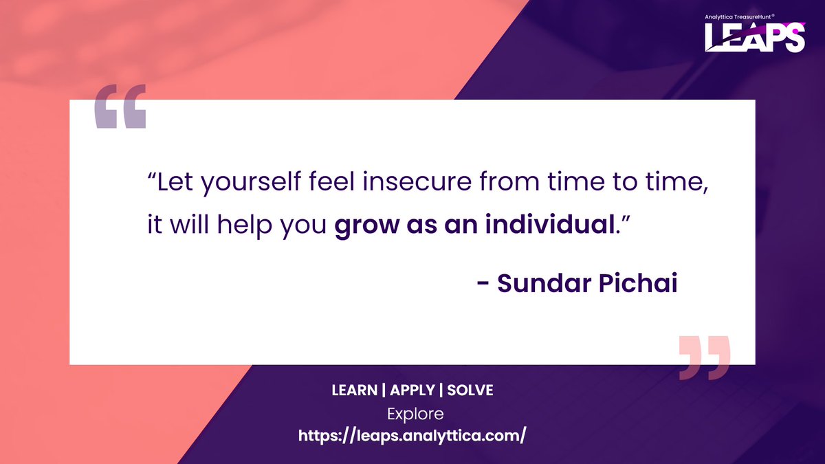 Analyttica's tweet photo. Nothing grows in the comfort zone. If you want to grow continuously as an individual, it is important to be a lifelong learner!

#mondaymotivation #quoteoftheday #upskill #datascience https://t.co/cpKNRSFpXO