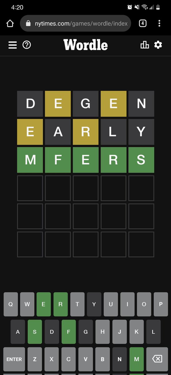 Solved it in 3 mfer <a href="/sartoshi_nft/">@sartoshi_nft</a> #mfers #Wordle