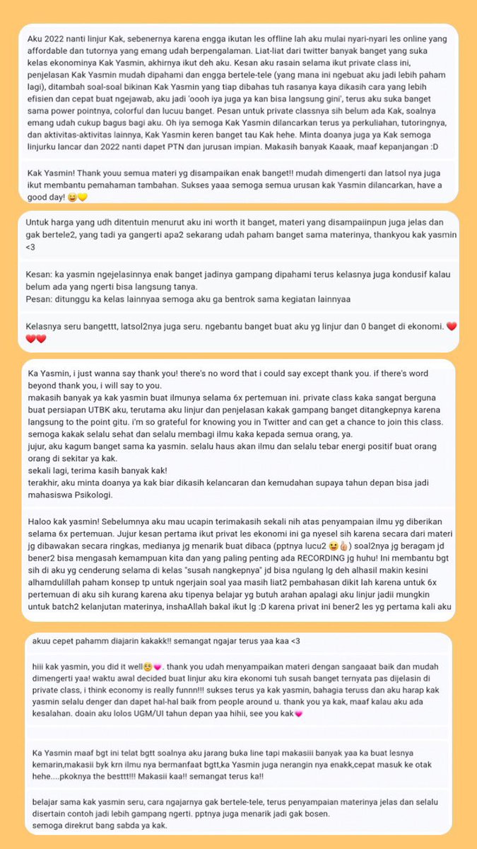 areabelajarr's tweet photo. Buat kalian yang mau intensif belajar SIMAK UI, private class aku untuk intensif SIMAK UI udah dibuka loh!

✅Bisa pilih jadwal
✅Dapat handbook ekonomi
✅Membahas soal SIMAK UI 2009–2019, semua materi
✅Sekaligus review materi UTBK
✅Bisa ditonton ulang

💸: 25rb/sesi https://t.co/N7NqDsrV0g