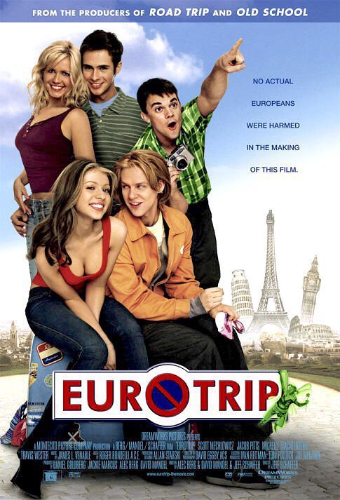FilmNewsNos's tweet photo. 🎬MOVIE HISTORY: 18 years ago today, February 20, 2004, the movie ‘EuroTrip’ opened in theaters!
#ScottMechlowicz #JacobPitts #MichelleTrachtenberg #TravisWester #JessicaBoehrs #KristinKreuk #VinnieJones #JPManoux #FredArmisen #JoannaLumley @RealLucyLawless #DiedrichBader https://t.co/rc5LOel422