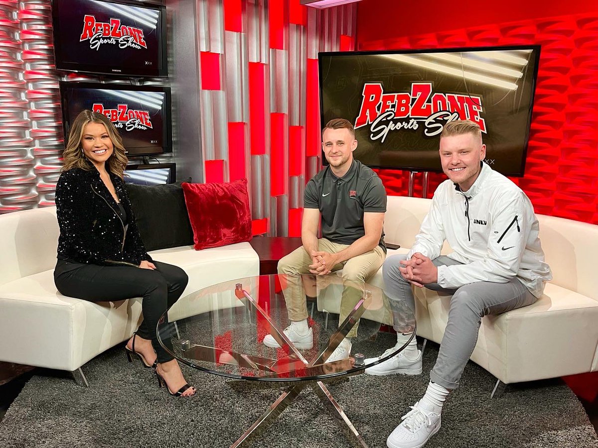 PalomaVillicana's tweet photo. “We’re trying to push the envelope. We’re not trying to be like everyone else.” - @RickyPWitt @mattstyck 

Excited to have these two on the Reb Zone tonight. Their creative work for UNLV is incredible day in and day out. ⭐️ 

10:30 PM | @FOX5Vegas https://t.co/uTWNXz6ABn