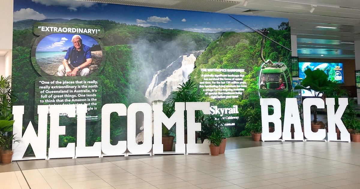 cairns_airport's tweet photo. Welcome back world! 🌏 Today Australia's border has reopened to fully vaccinated international travellers.
We can't wait to welcome back direct international services to #Cairns from late March.
#cairnsairport #bordersopen #aviation #tourism #recovery https://t.co/SufYv6gYmG