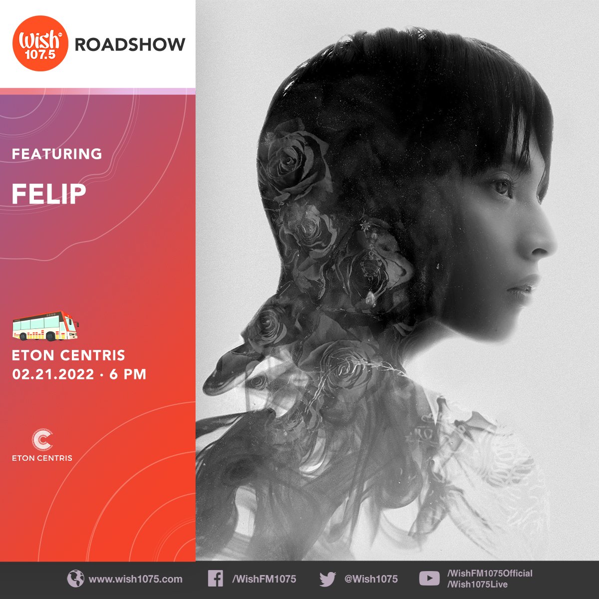 Get ready for an awesome Roadshow episode this afternoon as P-pop giant SB19, singer-songwriter Pablo, OPM artist Felip, and singer-rapper Josue will be performing live aboard the Wish Bus!

The Wish 107.5 Bus will be at the Eton Centris in Quezon City.