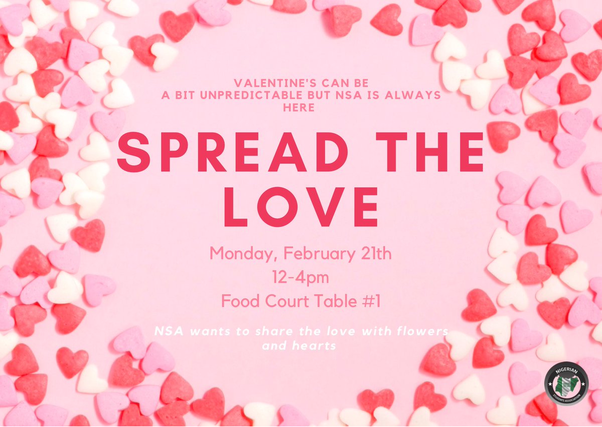 NSA_UH's tweet photo. Has it been a stressful weekend for you? •
•
Come and catch up with NSA tomorrow as we spread the love around campus from 12-4pm ❤️❤️ https://t.co/FdZLBuge6Y