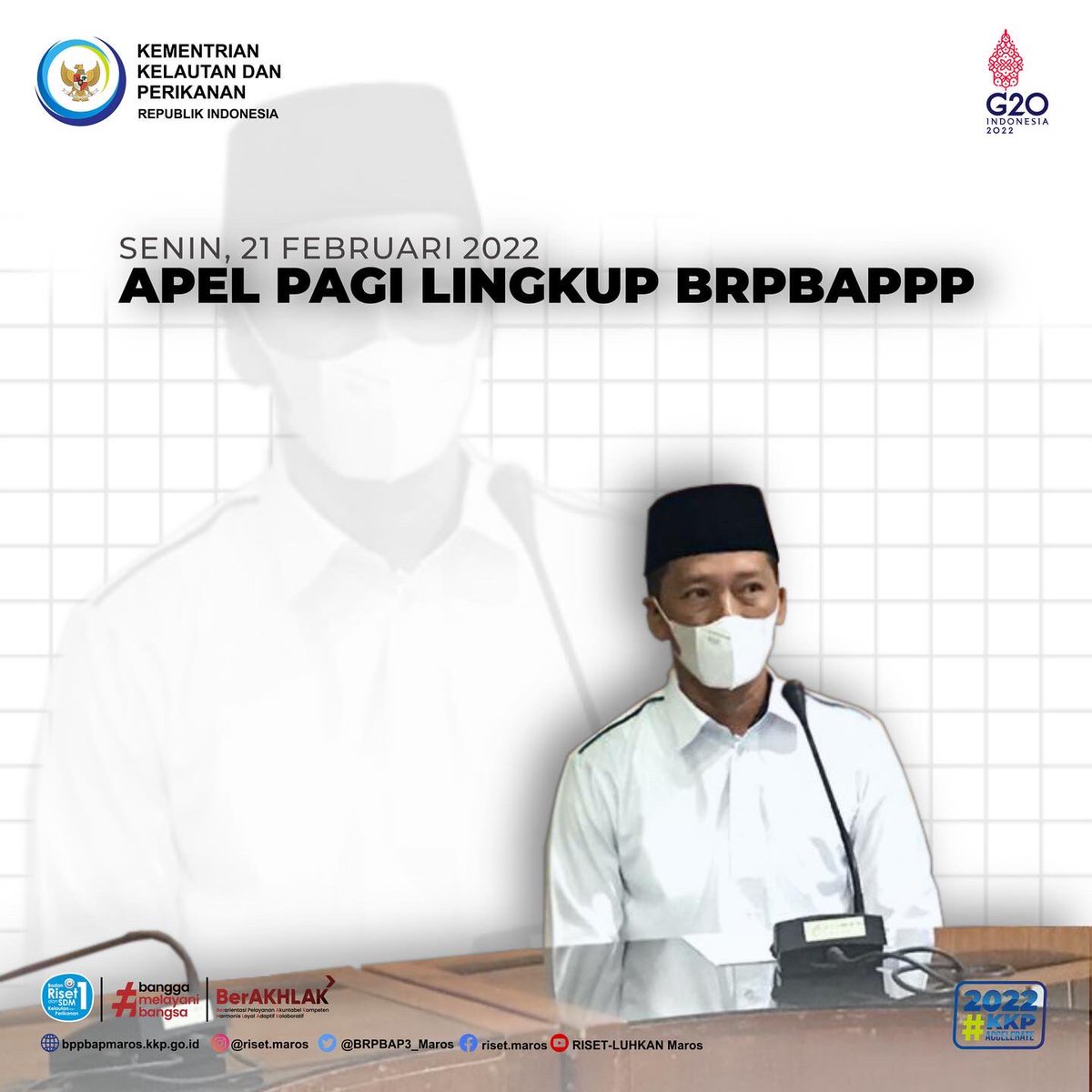 bppsdm_brpbappp's tweet photo. Maros, 21/02/2022
Apel Pagi 🇮🇩, lingkup BRPBAP3 Maros
.
Pembina Apel: Makmur S.Pi, M .Si
MC : Debora Ayu Christyandari, A .Md

@swtrenggono @kkpgoid 
#kkpaccelerate2022 #kkpgoid #mentrikkp #saktiwahyutrenggono #risetluhkanmaros #banggamelayanibangsa https://t.co/SP7C5EPdox