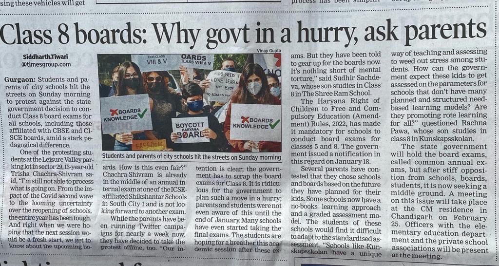 GanotraKomal's tweet image. Eagerly waiting for affirmative action from ⁦@chkanwarpal⁩ and the education department to scrap clthe decision for class 8 boards in Haryana. Thanks ⁦@TOI_Siddharth⁩ your putting the issue in perspective ⁦@cmohry⁩ ⁦⁦@HPSC20⁩ #NoBoardsForClass8