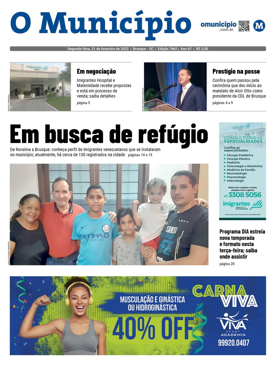 omunicipiobru's tweet photo. Bom dia! Esta é a capa de #OMunicipio desta segunda-feira. 🗞️
➡️ Assine e receba o jornal em casa ou no trabalho: https://t.co/HAFpIHfcNj ou (47) 3351-1980.
#JornalOMunicipio #Jornalismo #Brusque #BrusqueSC #Guabiruba #Botuvera #SaoJoaoBatista #NovaTrento https://t.co/x3zFFxFizU