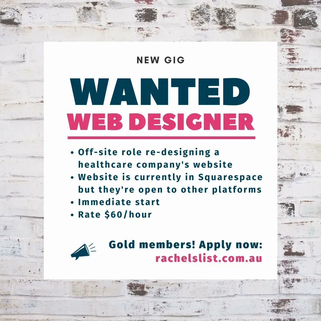 RachelsList's tweet image. RE-POST: Are you a Gold member who's a web designer? We have a healthcare client who wants a website overhaul, immediate start (OFF-SITE) buff.ly/3sET5zK #jobs #webdesignjob