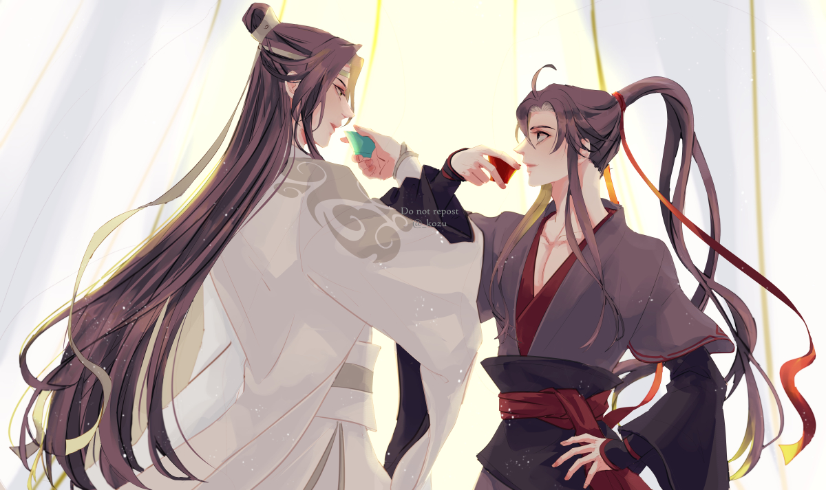 multiple boys long hair 2boys chinese clothes hanfu male focus robe  illustration images