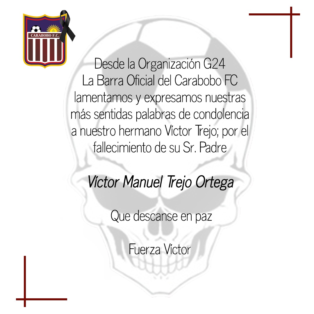 Desde este humilde espacio de nuestra institución, hacemos llega a nuestro compañero de cancha y miembro de esta casa Victor Trejo, nuestras más sentidas palabras por la perdida de su Señor padre!!