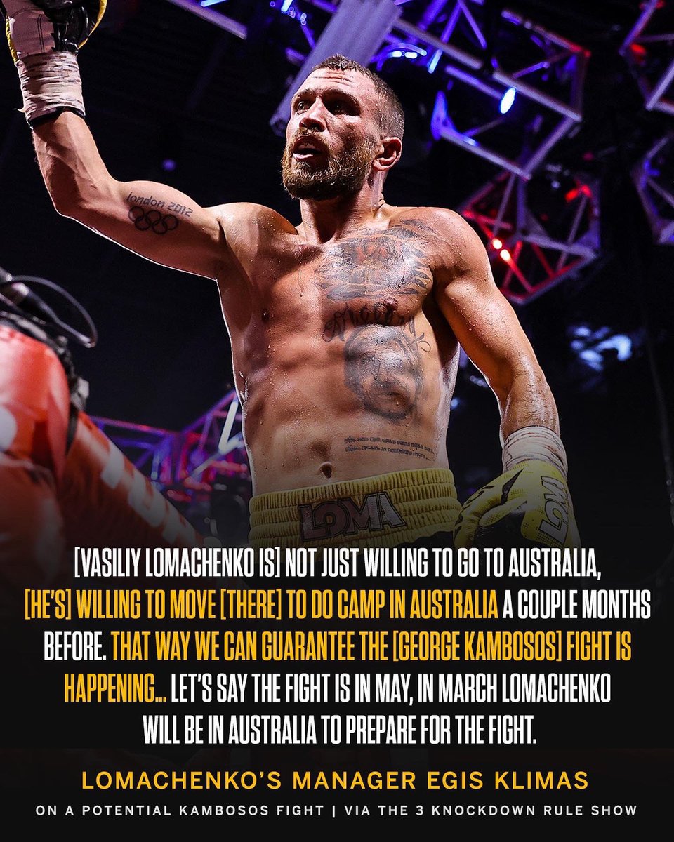 Egis Klimas Manager of Vasiliy Lomachenko says that Loma is ready and willing to move and Train in Australia. To make the fights with Unify lightweight champion George kambosos Jr. #fighthooknews #jcalderonboxingtalk #kambososlomachenko #toprankboxing #espnboxing