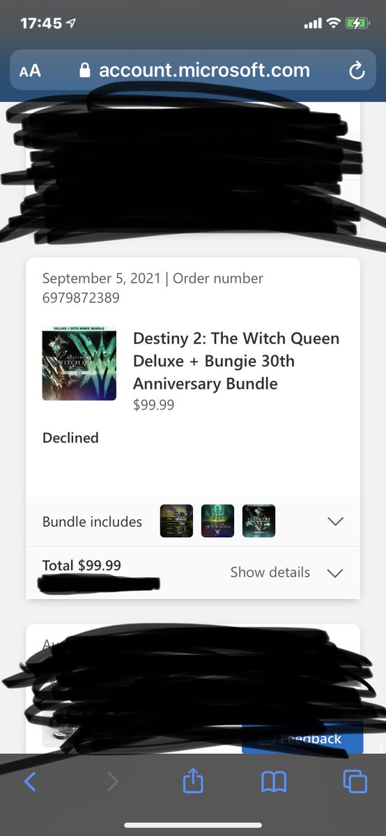 Michael50097764's tweet photo. @BungieHelp or @Microsoft, can someone please explain to me how a purchase I made SIX MONTHS AGO is just now coming up as a declined payment? I’m a little stressed since Witch Queen is right around the corner https://t.co/aEePdiTwnA