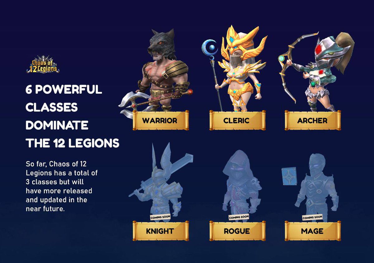 6 Powerful Classes Dominate The 12 Legions ⚔️

🔥 3 New Hero Classes are being added to the 12 Legions.  KNIGHT, ROGUE, MAGE  will be formally called to combat in 12 Legions very soon!
Learn more 👉 bit.ly/3v8Sg4W

“Heroes are appearing and preparing to face challenges.”