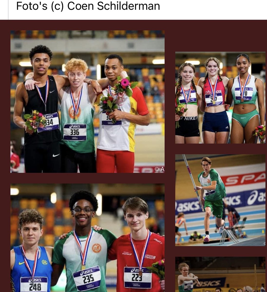 Maar liefst 19 medailles voor PAC atleten bij het NK indoor u18 en u20
8x goud, 4x zilver en 7 x brons ! En een Nederlands record voor Ridzerd Punt bij het hoogspringen u18: 2.12m !