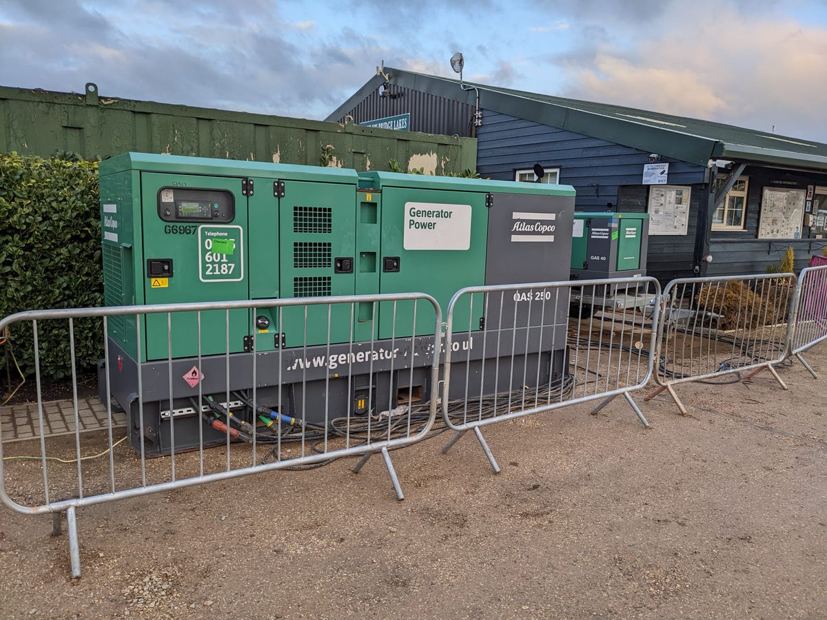 Temporary power was restored at 0200 Monday. 
The lakes and campsite are open again and we will contact all affected customers. We are working through all emails and will be in touch.

Thank you for your understanding.