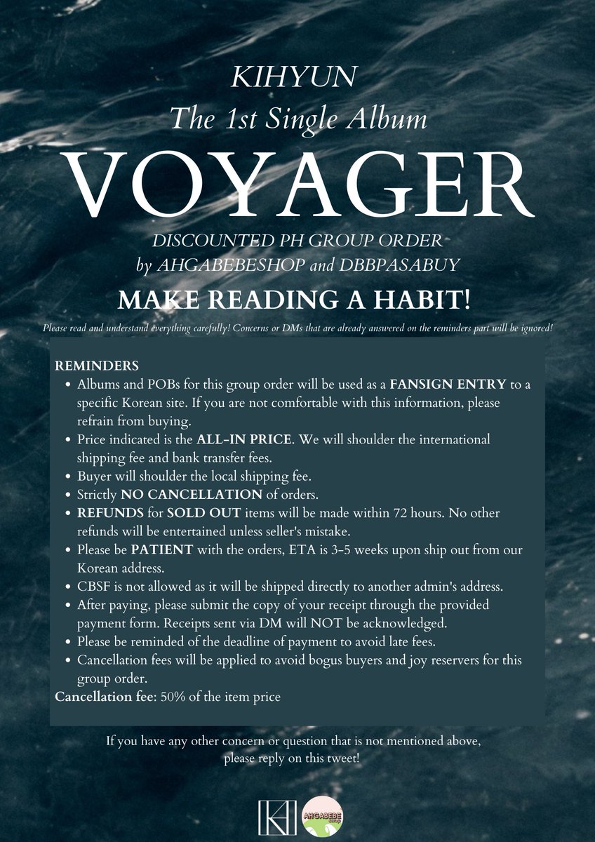 AHGABEBESHOP's tweet image. 🌊 VOYAGER FANSIGN GO 🌊 

Please read all the details below carefully. We will post the order form by 6PM tonight! 

Limited slots for long DOP 🤍 

If you have any questions regarding this GO, please reply below na lang! 🧳