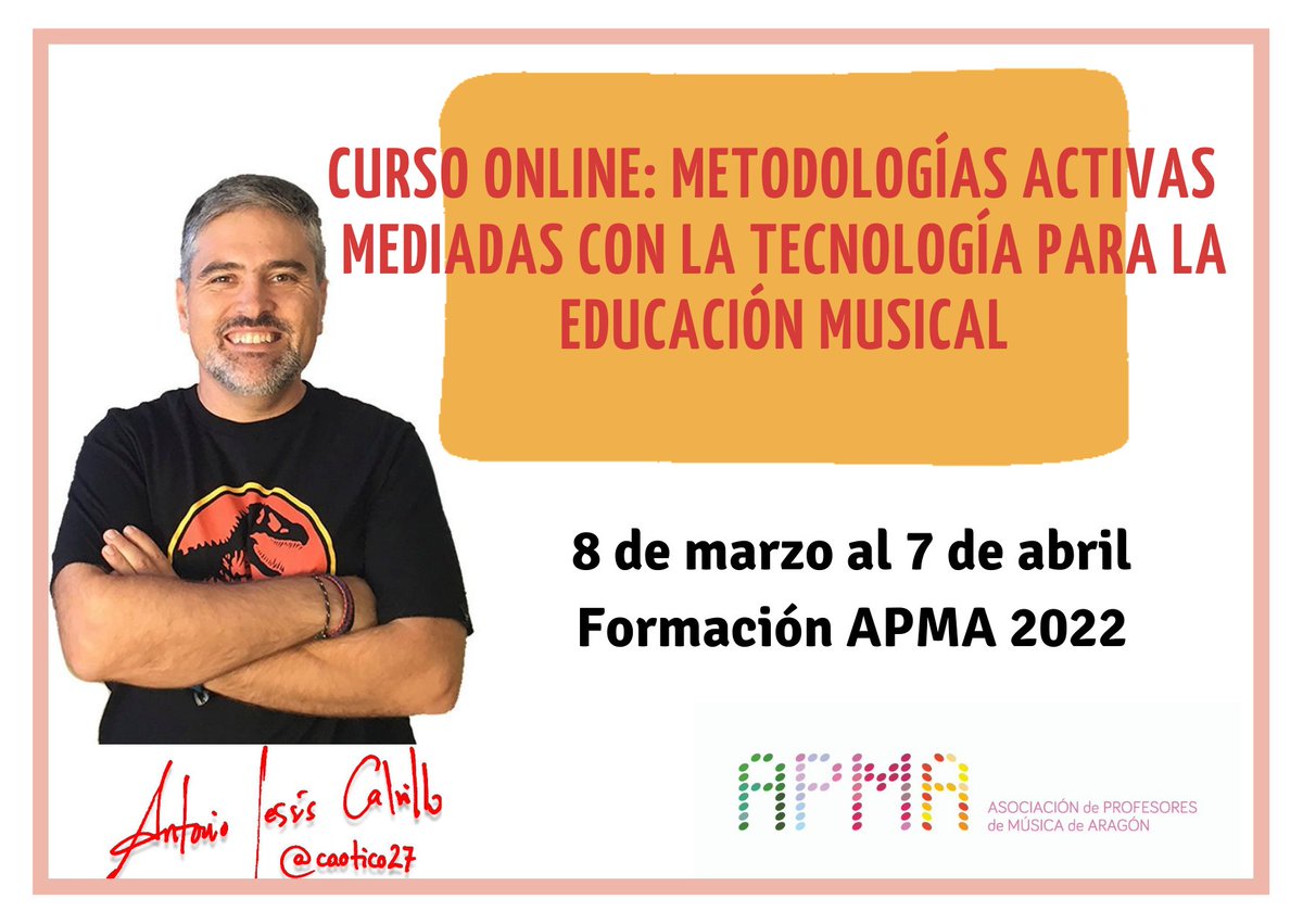 apmaragon's tweet photo. En #APMA estamos muy contentos por la gran acogida que ha tenido el curso certificado online sobre tecnología aplicada a la #edmusical con el gran @caotico27 Quedan muy pocas plazas. Aún estás a tiempo. Info e inscripciones en https://t.co/rui7Z5Py9Q #educaconmusica https://t.co/CIIA6xOwdz
