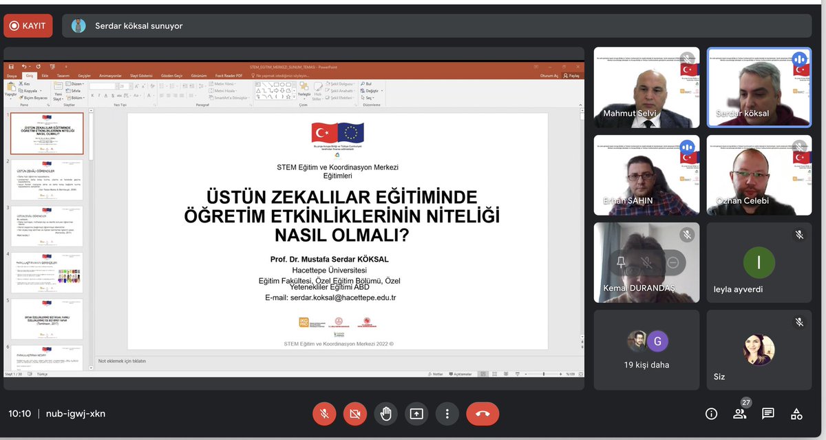 “Özel Yetenekliler Eğitiminde Öğretim Etkinliklerinin Nitelikleri Nasıl Olmalı?”başlıklı sunum için Prof. Dr. Mustafa Serdar Köksal hocamıza teşekkür ederiz.