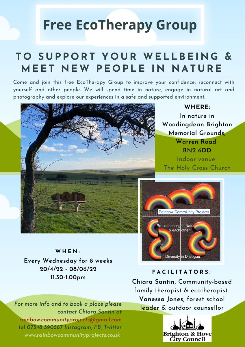 Rainbow20133's tweet photo. Ecotherapy group starting soon in Brighton #Brighton #ecotherapy #ecocommunity #ecosystemic https://t.co/HeMoltwDPR