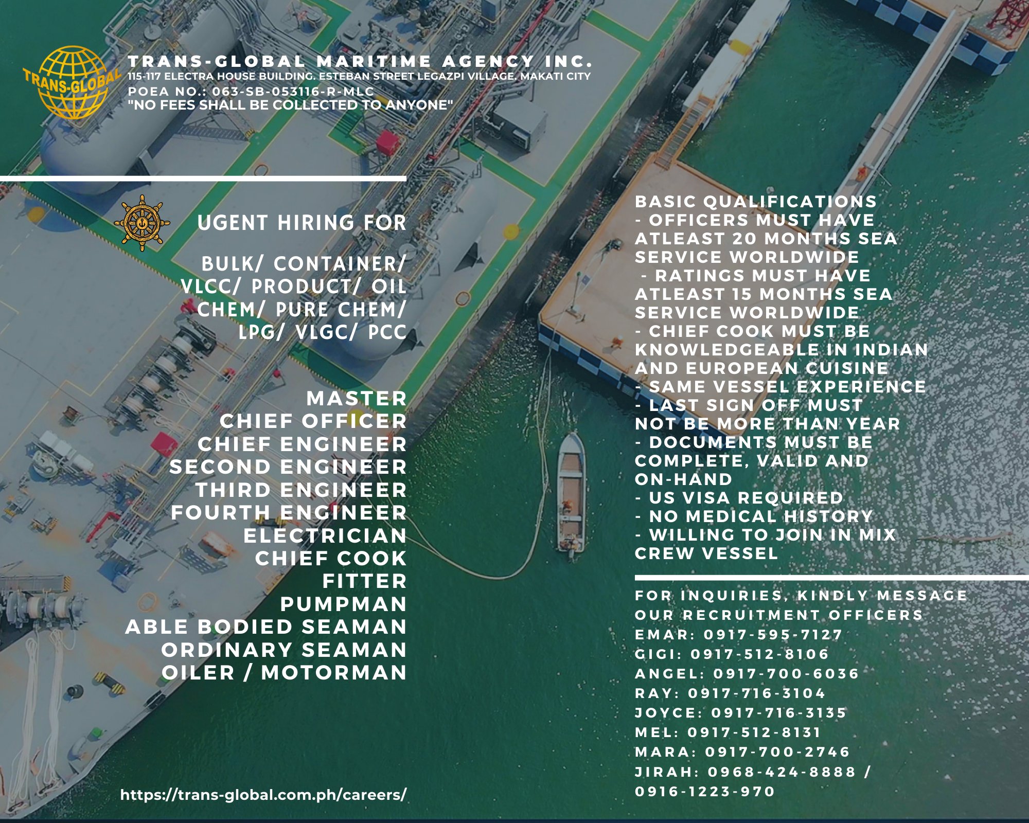 Trans-GlobalMaritime on X: “For interested applicants, you may