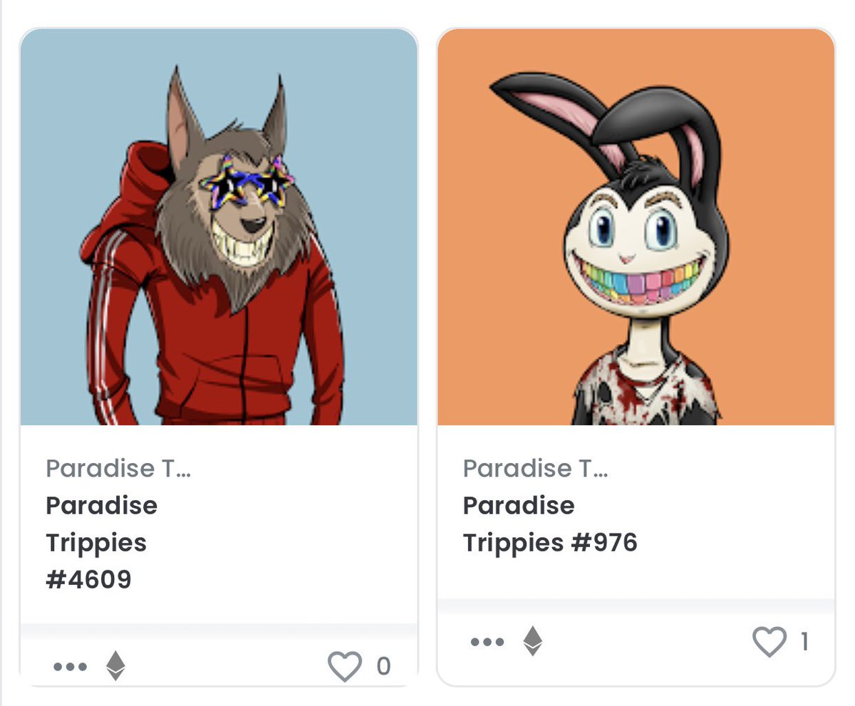 LowesyKBM's tweet photo. Looking to sell, rabbit for 0.8 and wolf for 0.4 or ONO #paradisetrippies @trippies @FormerlyConnect https://t.co/ENpyFHlWtr