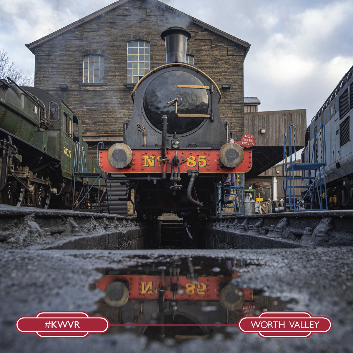 WorthValley's tweet photo. Preparation is underway in the yard this morning, with 85 readies for the day workings ahead.

The first service leaves Oxenhope at 1000, it might be a bit windy &amp; wet, but there is a glimpse of the sun over the Worth Valley!

#kwvr // https://t.co/KOtvrvPXYu https://t.co/ZbaW8zPqNn