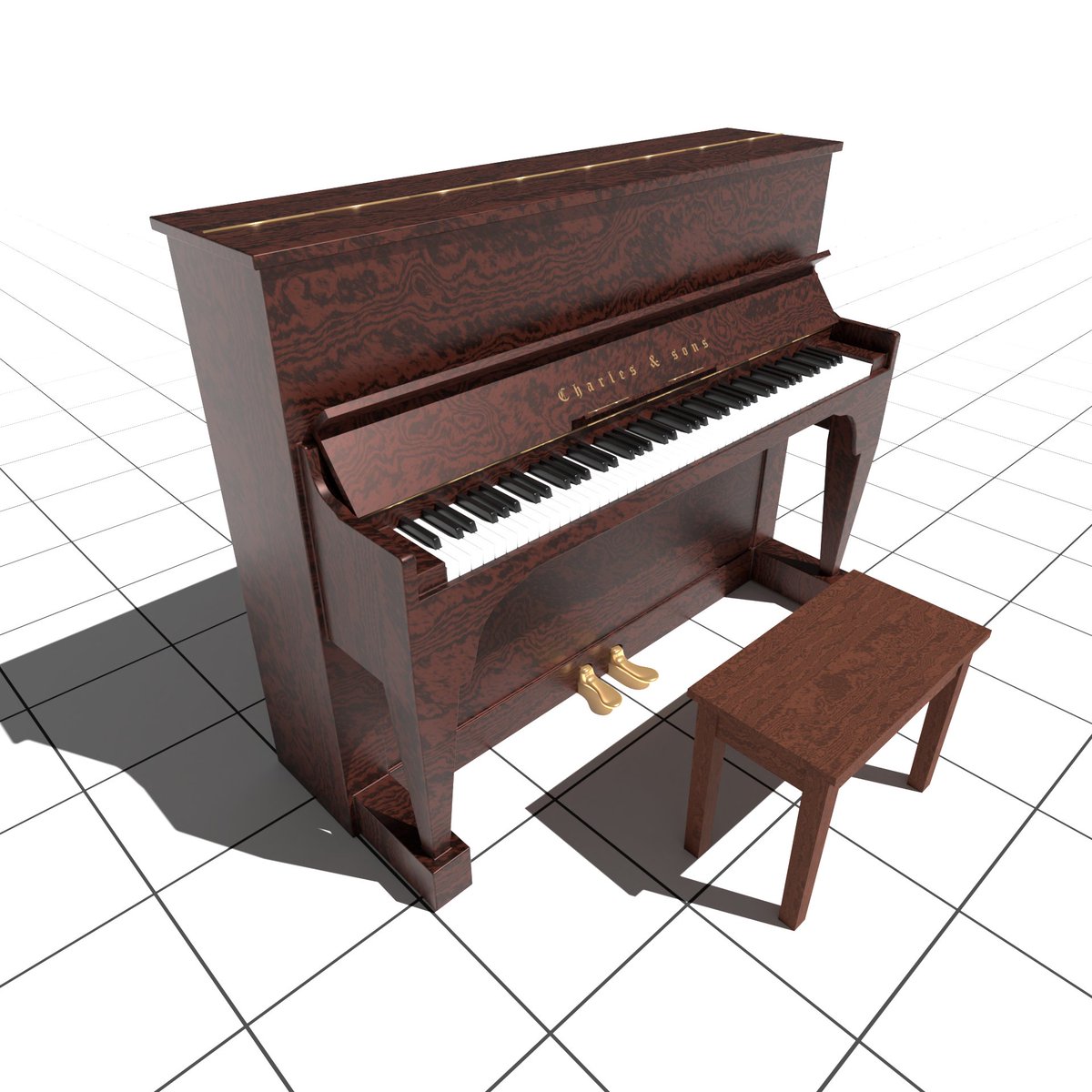 ScrollingBird's tweet photo. Final result for the piano. I'll now try to animate a character playing something on it. Might take a while though, I have a lot of thing to understand first. #blender #b3d https://t.co/SNGySDnK6A