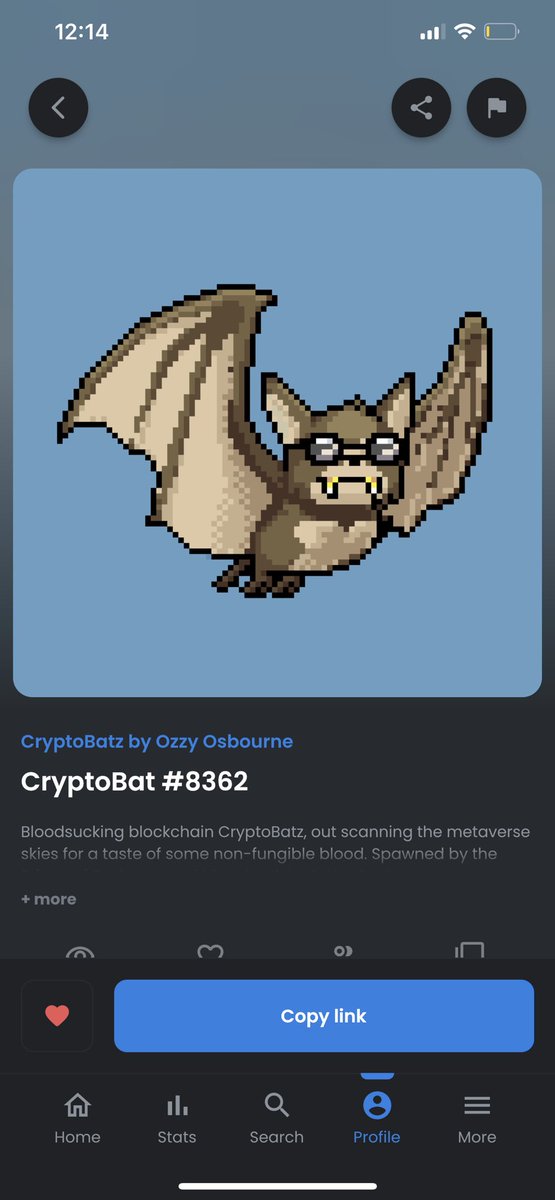 CornShleem's tweet photo. My @CryptoBatzNFT NFT. Ape skin with the gold fangers. Same NFT as the back end devs pfp + the gold mmm. https://t.co/HuPOe6zrsZ