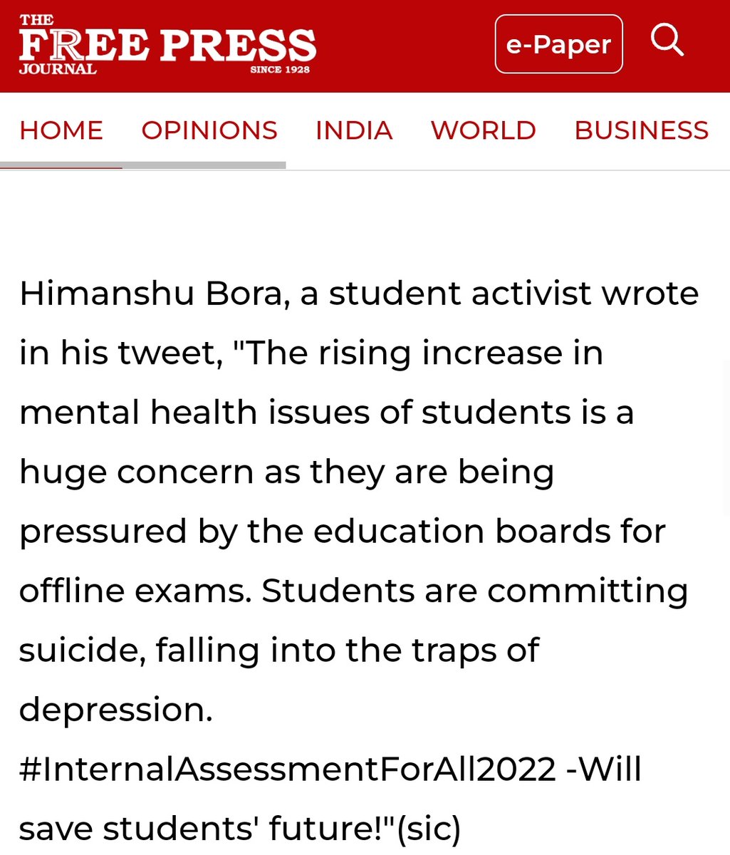UrHimanshuBorah's tweet photo. Today, our matter will be mentioned infront of #CJIramana in #SupremeCourtofIndia. It's my kind request my lord, to give justice to our innocent board students.

#InternalAssessmentForAll2022 is the need of the hour &amp; it will be beneficial for all the students.
Best wishes. https://t.co/8t16vhV4vR