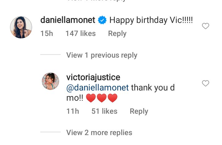 Daniella Monet aka Trina aka her on screen sistah wished Victoria a happy birthday 