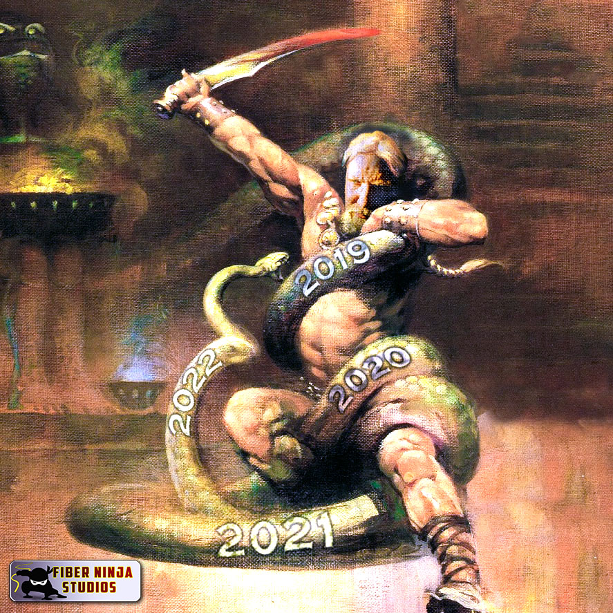 FbrNjaStudios's tweet photo. Can you relate? If I were to summarize the last few years, it would be this. Any Frank Frazetta fans should recognize the original painting from which I created this image. https://t.co/nUYyOmJpL0