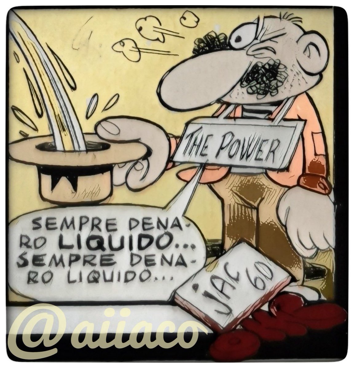 aiiaco's tweet photo. Buongiorno #Jacofollowers

Mi sono fatto da solo,
dal niente a uno stato di estrema povertà.
[ Groucho Marx, che perse 250.000 dollari in un giorno solo durante il crollo di Wall Street del 1929 ]

#Jacovitti #humour #comics #nosense #2000euro #21febbraio https://t.co/wpXTSESteT