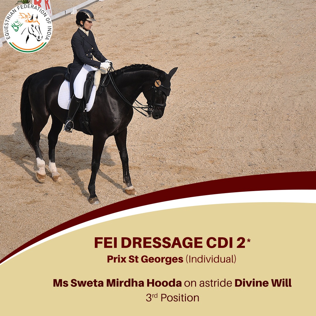 Efi_India's tweet photo. We are very proud to announce the winners of FEI Dressage CDI 2 that was held at @tarc_equestrian , Delhi from 7th - 10th Feb 2022.
Heartiest Congratulations to all the winners.
#horseofinsta #dressagehorses #horsefashion #dressagepony #equestrianblogger #showjumping #equestrian https://t.co/hsUd2NRxTn