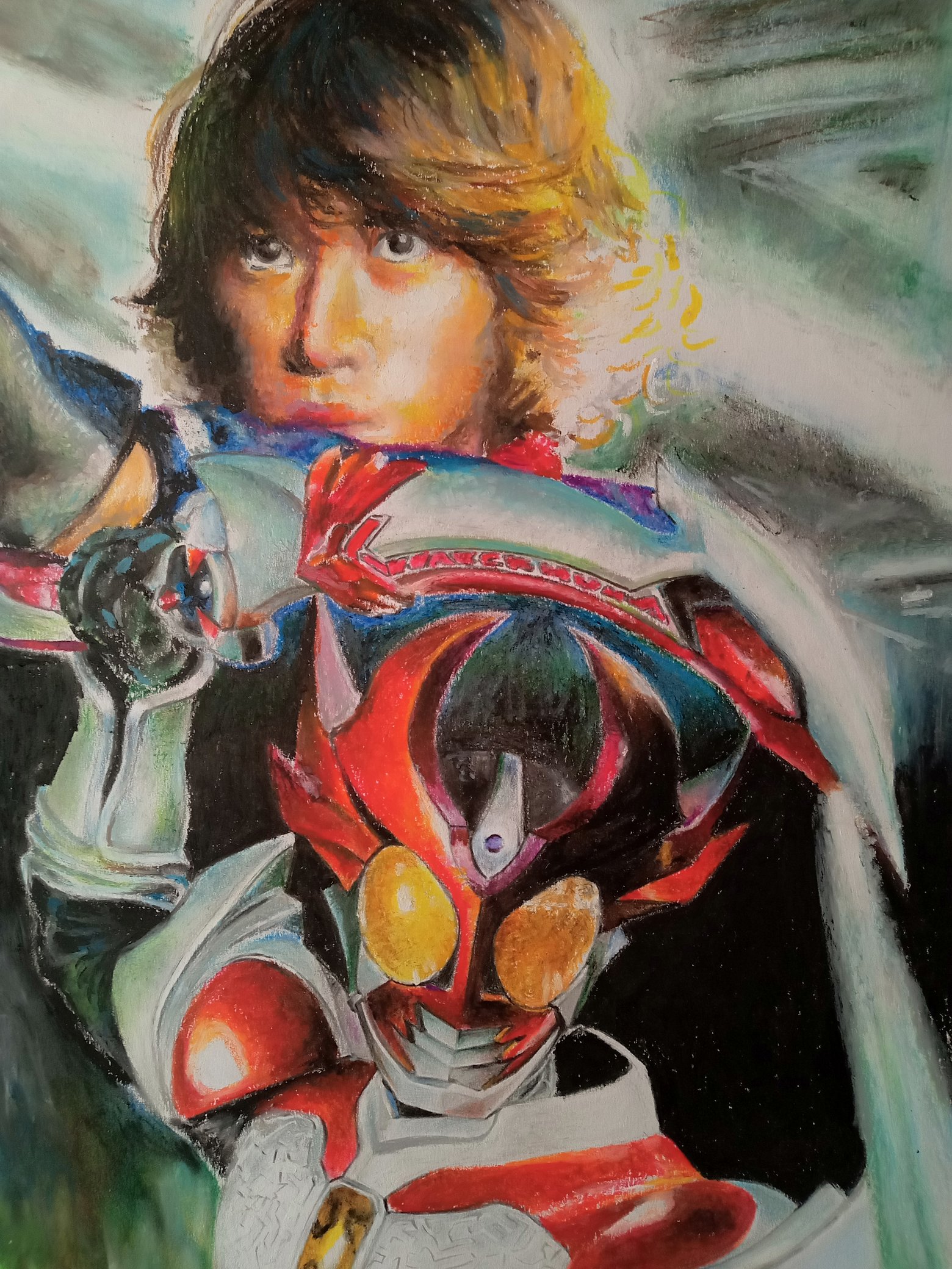 ひとみ 光輝の目覚め 仮面ライダーアギト シャイニングフォーム 津上翔一 アナログイラスト クレヨン画 ぺんてるクレヨン T Co 4xws6bnhd9 Twitter