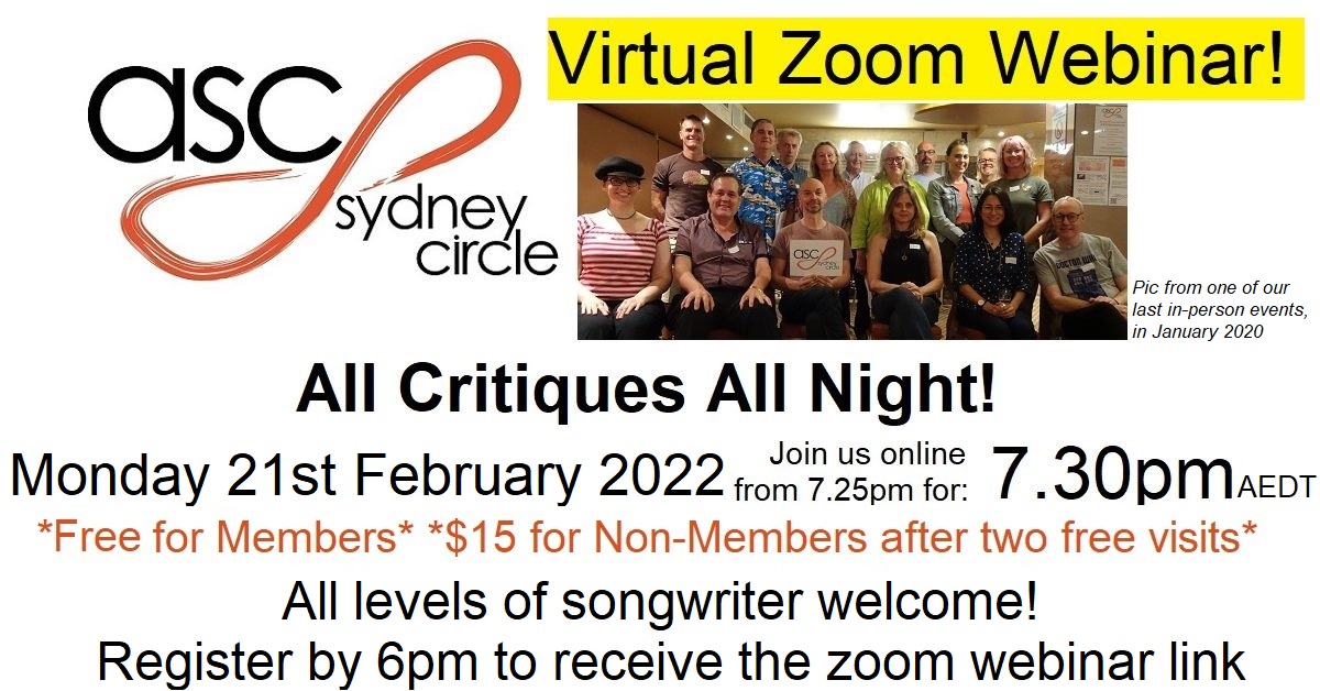 ASCSydneyCircle's tweet photo. Oooo, counting down until tonight's #ASCSydneyCircle "All Critiques All Night" event at 7.30pm!! Around half an hour to go until registration closes at 6pm AEDT.

Circles are FREE for ASC Members! 

Register here: https://t.co/clHQF6nhak

FB event page: https://t.co/KyVqkr1Hzr https://t.co/4JpVJYpxxL