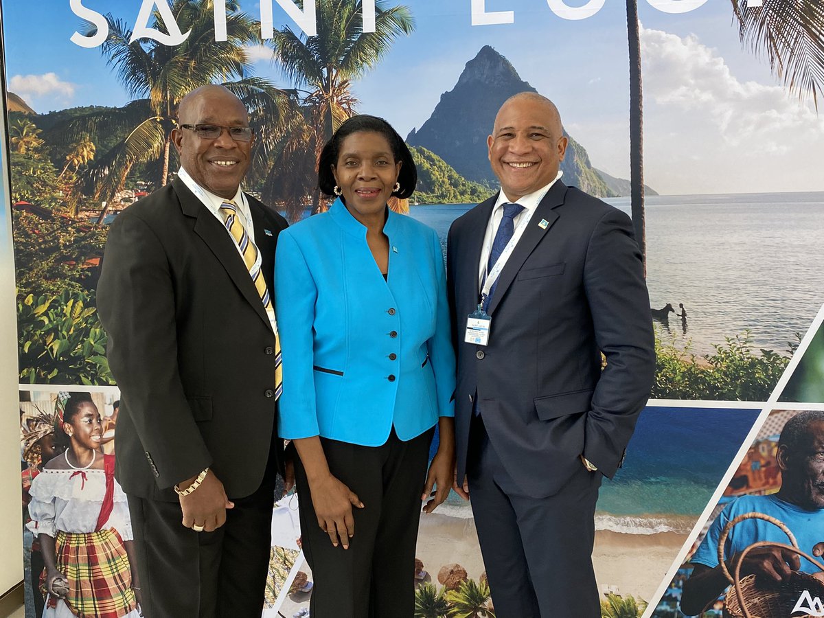 ExportStLucia's tweet photo. Commerce Minister Hon. Emma Hippolyte along with Hon. Richard Frederick &amp; Hon. @ErnestHilaire ahead of the Saint Lucia Business Forum at Expo 2020 on Monday Feb 21

#Expo2020Dubai 
#Independence43 https://t.co/Lh5ZmBfZkM