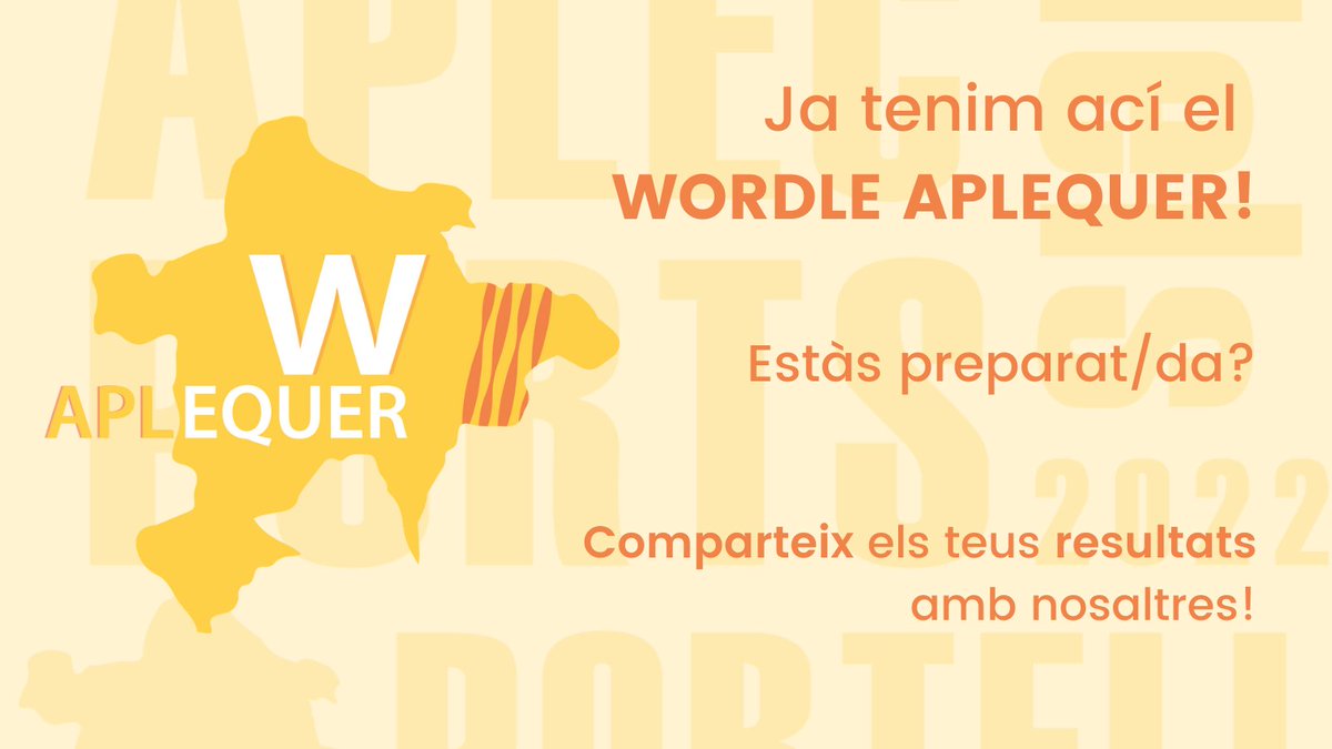 AplecdelsPorts's tweet photo. Ja tenim ací el #WordleAplequer 🙌🏼

Entra a➡️ https://t.co/xHRVlL9v8Y i troba la paraula d'avui. https://t.co/jaFrJ5luC8