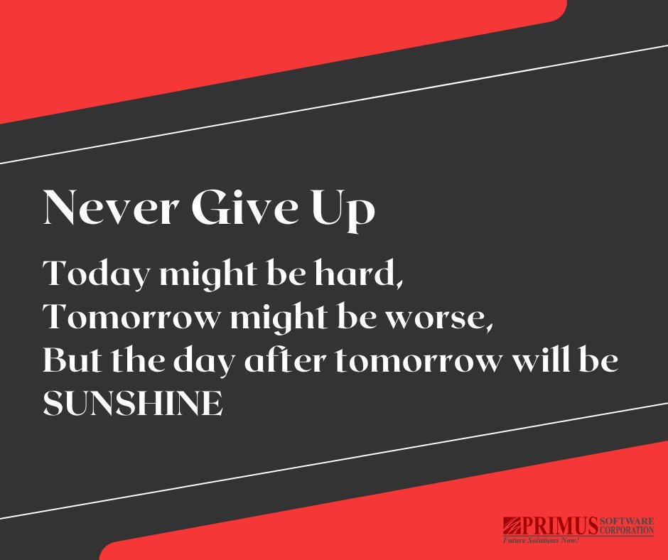PrimusSoftCorp's tweet photo. Staying positive doesn't mean you have to be #happy all the time. It means that even on the hard days you know that there are better ones coming.”
#mondaymotivation #mondayvibes #bepositive #quotesforlife #mondaythoughts #primus #primussoftcorp #staypositive https://t.co/BIeu4IgpwI