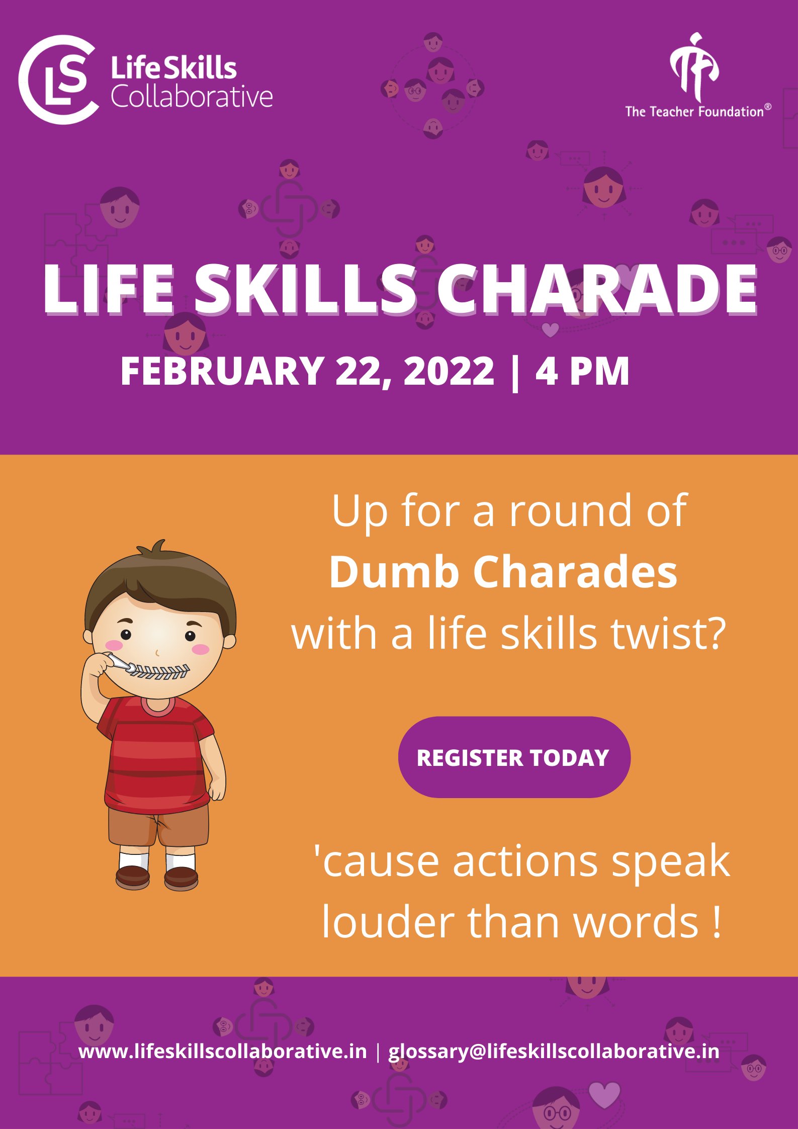 The Teacher Foundation Exploring The India Glossary Of Life Skills Through A Game Of Dumb Charades We Ll Be Going Live On Facebook On Feb 22nd 4 00 Pm Register Here
