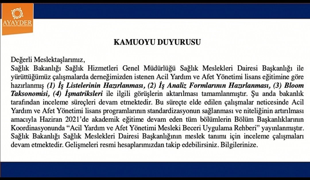 AyayderEdma's tweet photo. Sağlık meslek tanımlarıyla ilgili kamuoyu duyurusunun detaylarını linkten okuyabilirsiniz 
https://t.co/ypqLFJxppy https://t.co/2psu6ClrGU