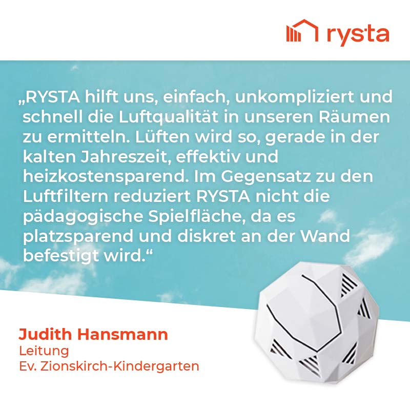 Kundenfeedback #7: Für die Entwicklung der #Kinder ist der Besuch des #Kindergartens extrem wichtig. Hier lernen sie Selbstständigkeit und den Umgang mit anderen. RYSTA hilft  in Zeiten der Pandemie Kindern diesen Freiraum zur Verfügung zu stellen und sorgt für Sicherheit.