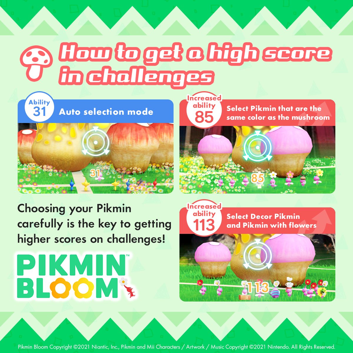 PikminBloom's tweet photo. 🍄Challenge Days🍄
From Feb 24-28, you’ll be able to join more challenges than usual per day!
Try these tips👇
✅Match your Pikmin color to the mushroom
✅Choose Pikmin with flowers on their head and higher friendship levels
✅Choose Decor Pikmin
Details in your newsfeed 📢 https://t.co/hCt5X7SQh8