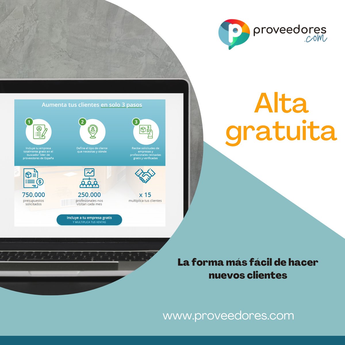 Proveedores_com's tweet image. ¿Quieres aumentar tus clientes sin hacer puerta fría? 

Aumenta tus clientes en 3 pasos:
1⃣Incluye tu empresa totalmente GRATIS en nuestro portal
2⃣Define el tipo de cliente que necesitas y dónde
3⃣Recibe solicitudes de empresas  

👉my.mtr.cool/xhokzghhkq

#proveedores