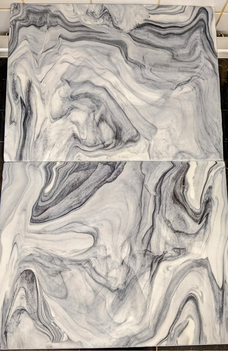 paul_holmes3's tweet photo. Well these were a bit of a mare to cover 2 x 18"x 14" cake boards for my sister's birthday cakes in the next couple of weeks, pleased with the marble effect though @SugarandCrumbs @RenshawBaking #cakes #Marble #cakeprep #cakedecorating https://t.co/FQlAe3YyUx