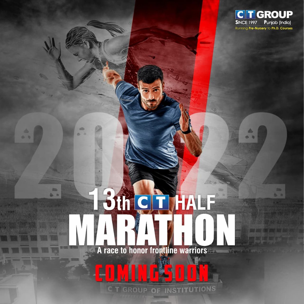 CTGroupshahpur's tweet photo. #COMINGSOON
In order to salute the selfless efforts of frontline warriors during the time of pandemic, CT Group is all set to hold its 13th CT Half Marathon next month. Stay tuned for more updates! #CTHalfMarathon #13thhalfmarathon #frontlinewarriors #CTG #CTU https://t.co/rPEZrhuH8H