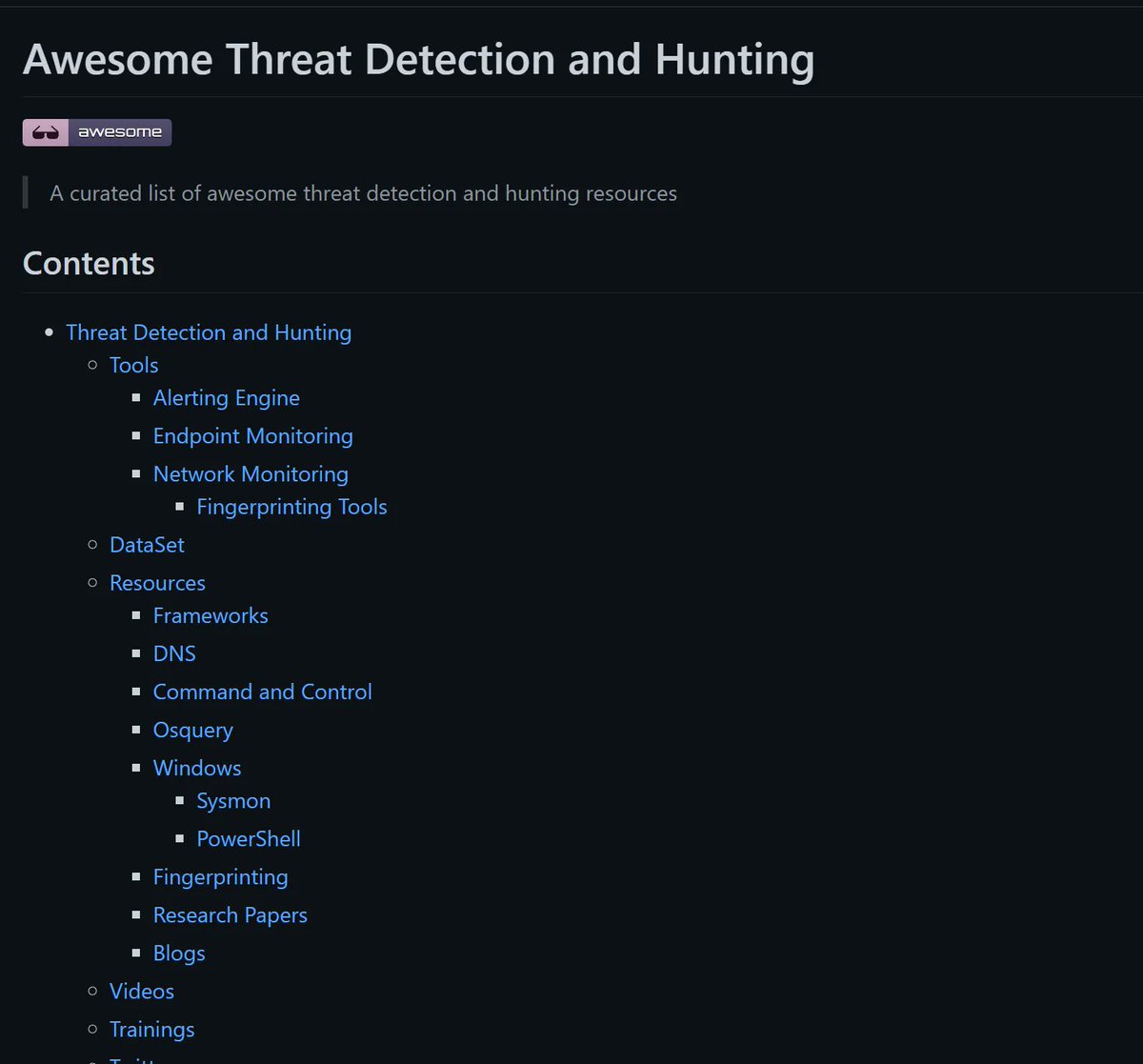 david_das_neves's tweet photo. Check this link list for some hidden jewels. 
[Repo] Awesome Threat Detection and Hunting
https://t.co/cCqpBJ2DeE

#Awesome #LinkList #ThreatDetection #ThreatManagement https://t.co/zMdU6lDnTH